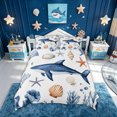 thumbnail image 2 of meiyoeat Coastal Shark Bedding for Kids Boys Girls, Watercolor Beach Animal Duvet Cover Full, White Blue, Blue Reversible, 3 Pieces, 1 Duvet Cover and 2 Pillowcases, 2 of 6