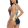 thumbnail image 4 of Rateoe American Bald Eagle A Pattern Women One Piece Swimsuits Tummy Control One Shoulder Bathing Suits Ruffle Swimwear-Medium, 4 of 6