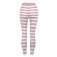 thumbnail image 4 of XIAONU Womens Striped Leggings High Waist Slim Fit Pants Stretchy Casual Daily Bottoms Pink, 4 of 5