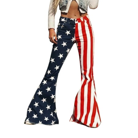 

Rovga Women Jeans 4Th Of July Independence Day American Flag Stars And Stripes Jeans Parent-Child Clothing