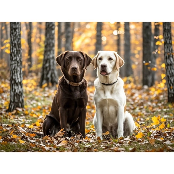Two Labradors in Forest Diamond Painting DIY Kits 5D Diamond Art Full Round Drill Beads Rhinestone by Number Stitch Handmade Arts and Crafts for Living Room Bedroom Home Wall Decor 12x16 inch