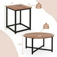 thumbnail image 3 of Costway 3 PCS Coffee Table Set Round Coffee Table and 2PCS Square End Tables Metal Frame Walnut, 3 of 10