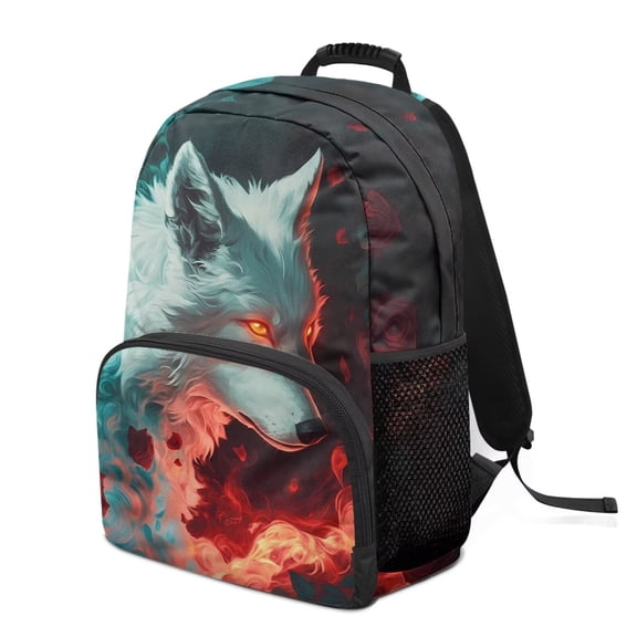 Pzuqiu Wolf Print Kids Backpack for Back to School Adjustable Padded Straps Large Capacity 17 Inch Elementary Middle School Bookbag for Kids Ages 6-14 Ideal for Daily Travel Use