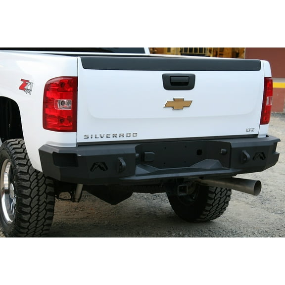 Fab Fours CH11-W2151-1 Heavy Duty Rear Bumper; 2 Stage Black Powder Coated; Incl. 0.75 in. D-Ring Mount; Fits select: 2011-2014 CHEVROLET SILVERADO, 2011-2014 GMC SIERRA