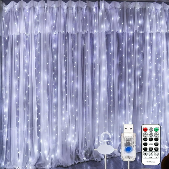 Cadena de luces LED SINAMER 600 de 6 x 3 m, color blanco