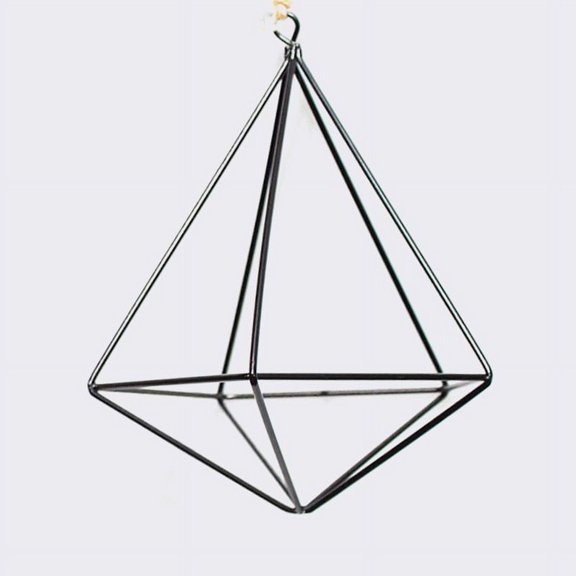 Geometric Wall Hanging Metal Air Plant Holder Flower Pot Rack Bracket Home Garden Decor Indoor Outdoor Planter Hanger Iron Minimalist Design Black 5x5x11.5cm