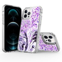 iPhone 12 Pro Case (6.1"), iPhone 12 Case, Rosebono Hybrid Bling Glitter Sparkle Epoxy Graphic Marble Colorful Silicone Skin Cover Armor Case for iPhone 12 Pro / iPhone 12 (Purple)