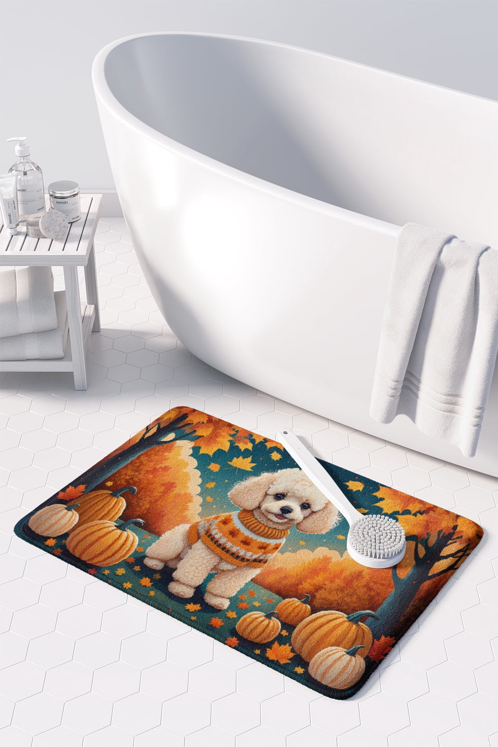 Poodle Fall Memory Foam Kitchen Mat 27 in x 19 in