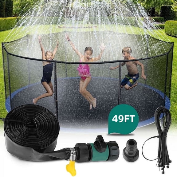 Trampoline Sprinkler for Kids – 49 ft Summer Outdoor Water Spray Toy, Fun Backyard Sprayer for Boys & Girls, Trampoline Accessories for Water Play & Garden Games