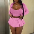 thumbnail image 2 of HXWCHs Women's Summer Tracksuit Set Fashionable Jacket Crop Top and Pleated Mini Skirt Outfit M RD2, 2 of 5