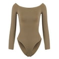 thumbnail image 2 of DODOING Bodysuit for Women Tummy Control Short/Long Sleeve Bodysuits Scoop Neck Shirt One Piece Slim Top, 2 of 8