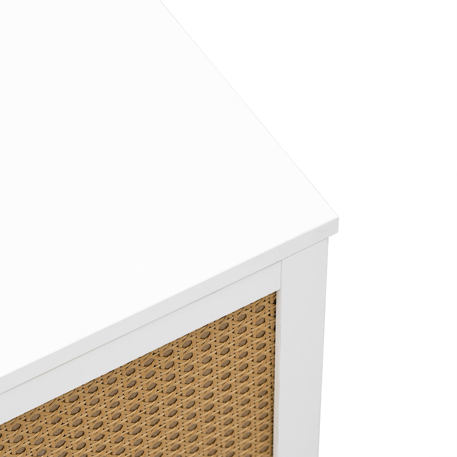 Kadyn 54" Sideboard Buffet Cabinet, Sideboard Storage Cabinet with Artificial Rattan Door and Rebound Device for Entryway, White Kadyn 54" Sideboard Buffet Cabinet, Sideboard Storage Cabinet with Artificial Rattan Door and Rebound Device for Entryway, White