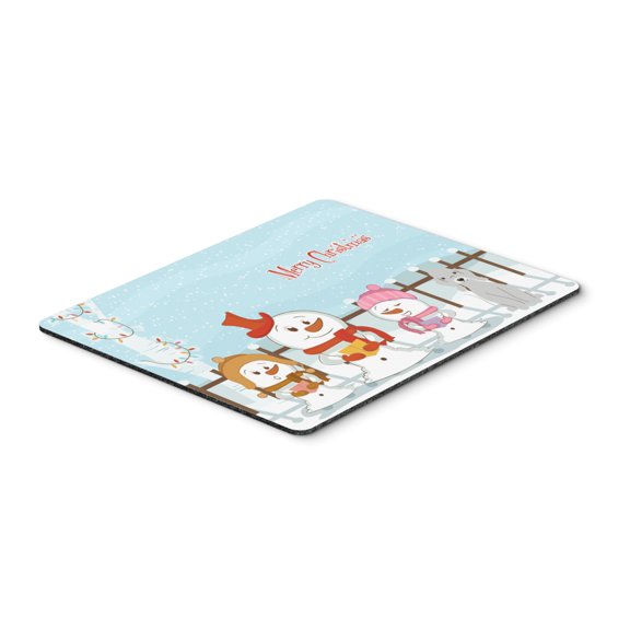 Merry Christmas Carolers Bedlington Terrier Blue Mouse Pad Hot Pad or Trivet