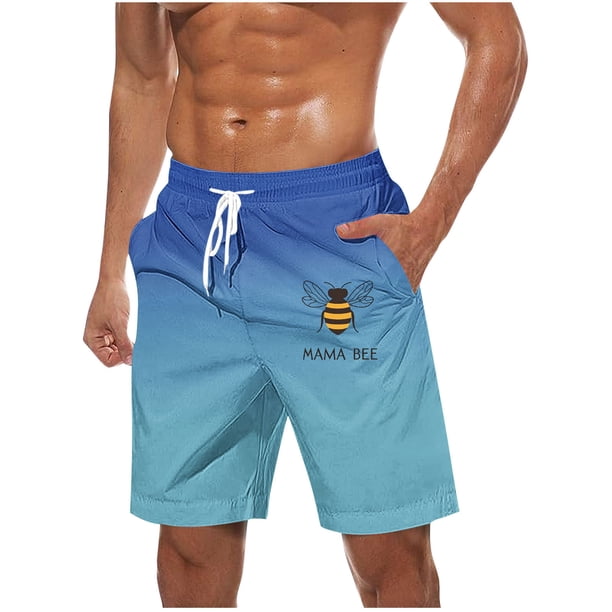 Pantalones Cortos Casuales para Hombre Imprimir con Bolsillos Pantalones de Playa de Cintura Elástica, Pantalones Cortos de Cintura Elástica para Hombre