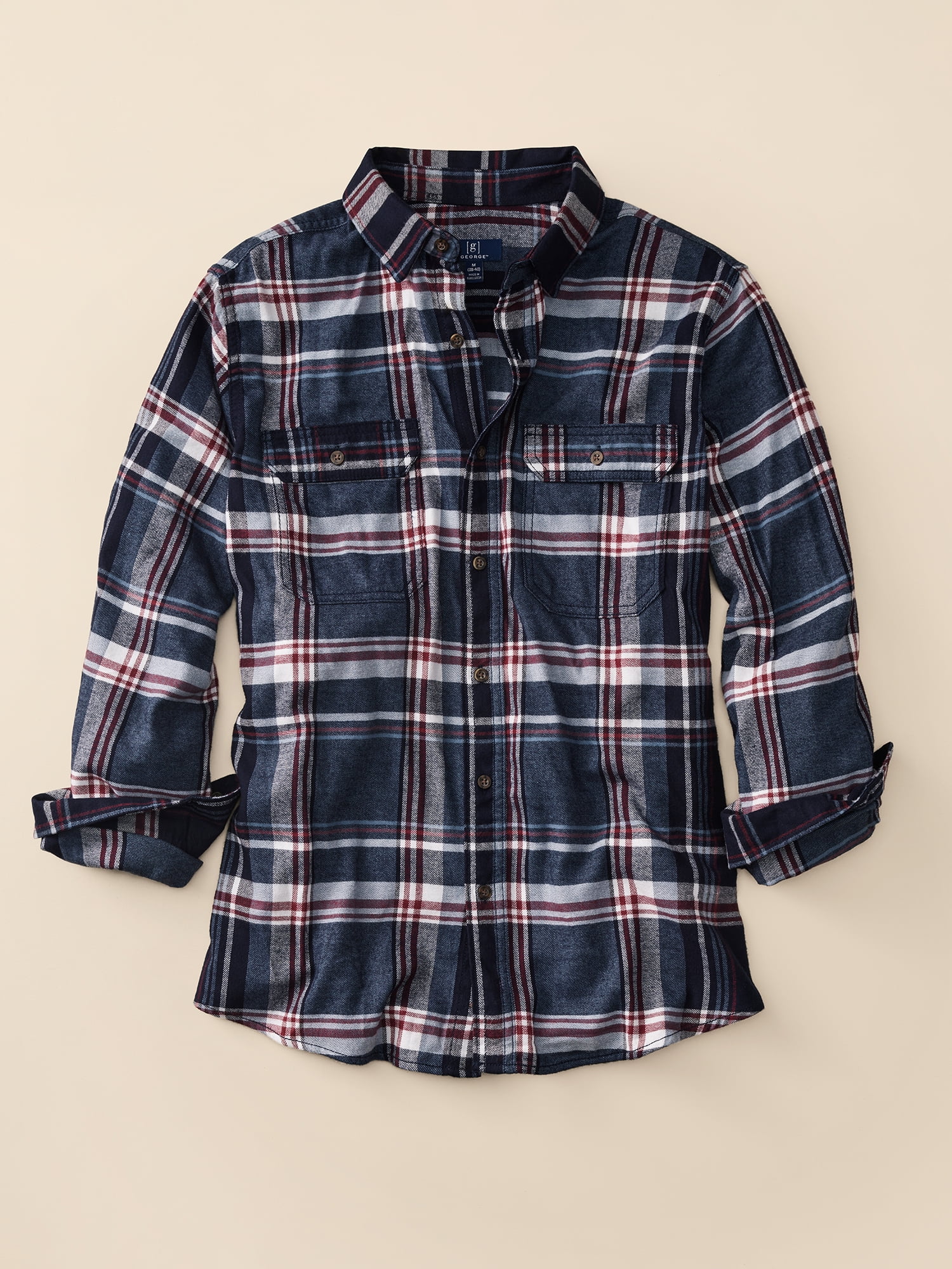 George Men's Long Sleeve Flannel Shirt, Sizes XS-3XLT