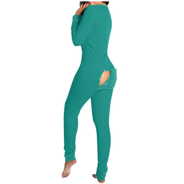 Onesies Womens Pajamas Women's Button-down Functional Buttoned Flap ...