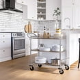 thumbnail image 3 of Seville Classics UltraDurable NSF Commercial Heavy Duty Metal Rolling Utility Cart, w/ Steel Shelves, Handle Bar for Garage, Warehouse, Kitchen, Office, Deep Top Basket (34.75"W x 20.25"D), Chrome, 3 of 9