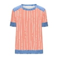 thumbnail image 5 of Tops de Manga Corta para las Mujeres Encaje Suelto Cuello Redondo Casual Color Sólido Blusa Camiseta Tops Sueltos, 5 of 5