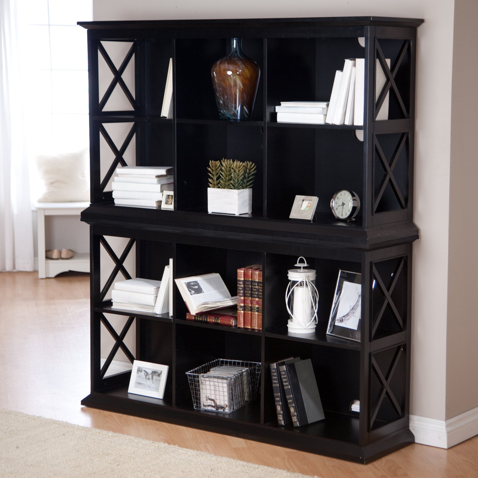 Belham Living Hampton Tv Stand Bookcase Black