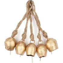 Vivanta 5-Piece Small Gold Metal Jingle Bells – 1.75" Vintage Christmas Craft & DIY Holiday Decor – Rustic Ornament Making Supplies