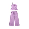 thumbnail image 3 of FRSASU Girls 2 Piece Sets Sleeveless Ruffled Hem Pleated Tops and Wide Leg Pants Summer Outfit Clothes for 4-15 Years Purple, 3 of 9
