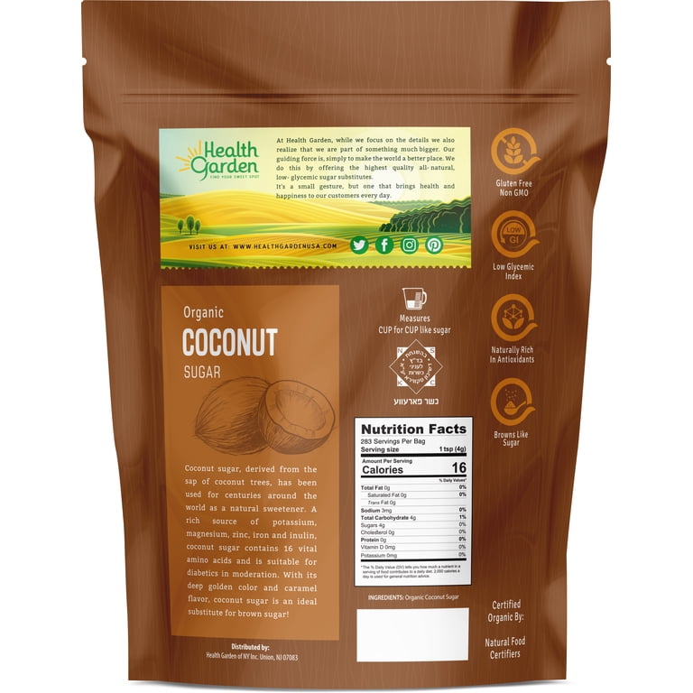 Health Garden, Organic Palm Coconut Sugar, 16 oz, Kosher - Walmart.com