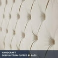 thumbnail image 3 of Merluxy Queen Bed Frame 61.4" Tall Headbord with Deep Button Tufting and Velvet Upholstered,Cream, 3 of 9