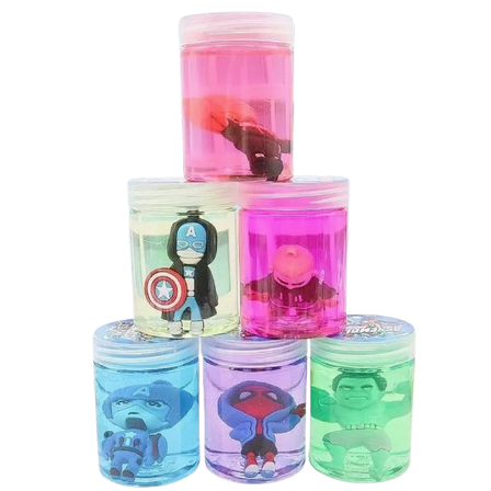 Slime Set Superhero Character Figures Crystal Clear Stretchable 2-Pack