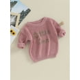 thumbnail image 3 of Qtinghua Newborn Infant Baby Girl Boy Sweater Long Sleeve Letter Knit Pullover Sweater Winter Warm Clothes Dark Pink 6-9 Months, 3 of 9