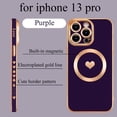 thumbnail image 2 of for iPhone 13 Pro Case Compatible with MagSafe, Luxury Love Heart Soft Phone Case, Full Camera Lens Protection Magnetic Case for iPhone 13 Pro for Women Girls (6.1") - Purple, 2 of 12