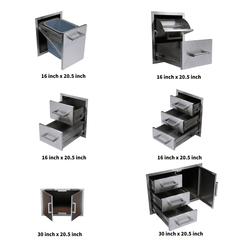 Built-in Outdoor Kitchen 32 inch LPG Gas Grill 60000 BTU Stainless Steel Four burners Grill with Infrared Rear Bunrer and Door and Drawer Combo and Drop in Stainless Steel 304# Sink with BBQ Tool Set