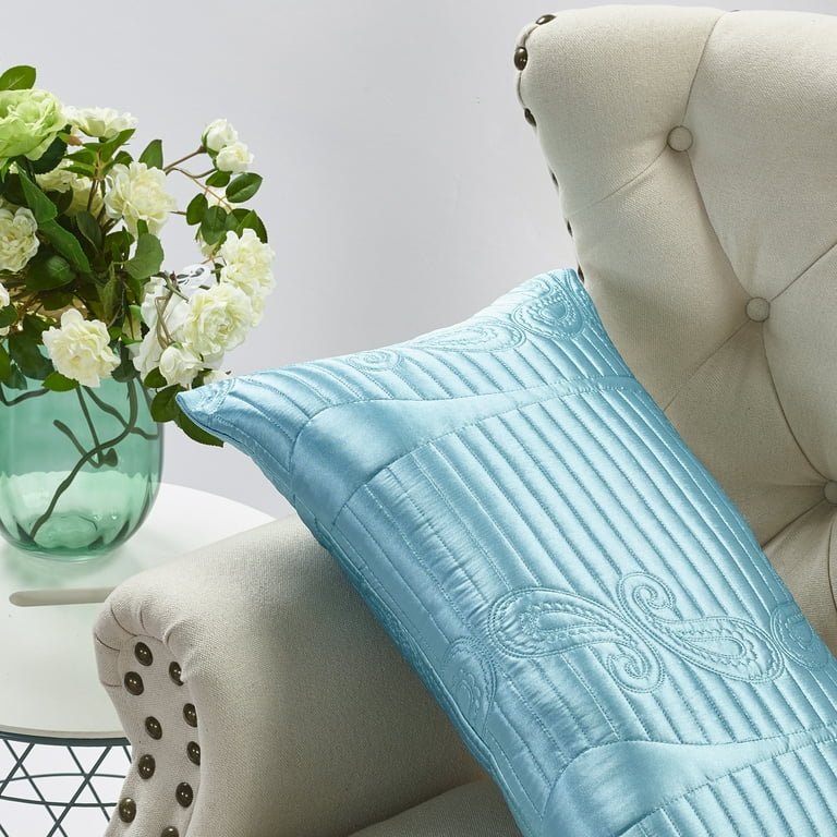 Set Of 2 Blue Variegated Stripe Decorative Pillow Covers Set Of 2 Blue Variegated Stripe Decorative Pillow Covers