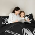 thumbnail image 5 of Homewish Kids Teens Ice Hockey Bedding Comforter Set for Boys Girls, Black Gray Monogrammed Twin Comforter Sets, Sports Theme Bedding Set, Soft Home Decor, 5 of 8