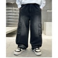 thumbnail image 4 of Afdoent Kids Baggy Jeans Boys Wide Leg Elastic Waist And Multiple Pockets Cargo Trousers Jeans Denim Pants For Children 5-6 Years, 4 of 9