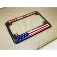 thumbnail image 4 of Motorcycle Metal License Plate Frame with Duty Honor Country USA Flag Design - Black, 4 of 8