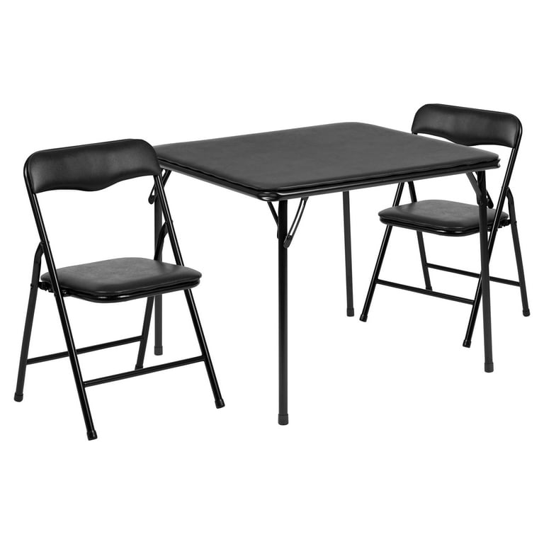 Flash Furniture Youth 3 Piece Folding Square Activity Table and Chairs Set for Little Children Black Walmart