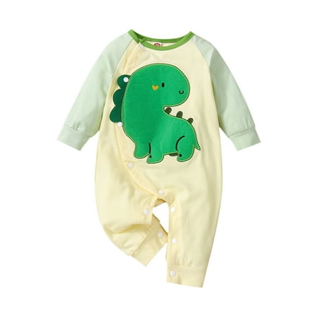 

JBEELATE Autumn Newborn Baby Girls Boys Clothes Cartoon Dinosaur Romper Cotton Long Sleeve Baby Jumpsuit Cute Lovely Baby Clothing