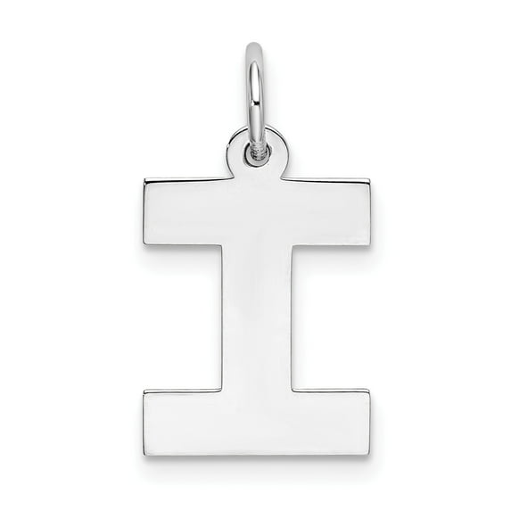 Sterling Silver Rhodium-plated Medium Block Initial I Charm