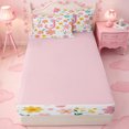 thumbnail image 4 of meiyoeat Cartoon Floral Alphabet Print Zipper Bedding Set For Girls,Flowers Blossom Monogram J Zipper Bedding Set For Kids,pink Reversible,4 Pieces, 4 of 7