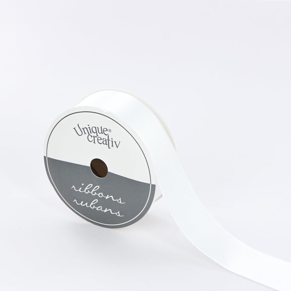 UNIQUE CREATIV blanc Double-Face Satin Ribbon, 23 mm (7/8 in), 5.49 m (18 ft)