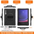 thumbnail image 2 of ShieldPlus for Samsung Galaxy Tab S10 Ultra 2024: 3-Layer Rugged Military Grade Shockproof Case for Tab S9 Ultra/S8 Ultra 14.6" with 360° Swivel Stand - Handle - Shoulder Strap - S Pen Holder, Black, 2 of 12