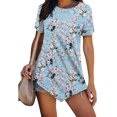 thumbnail image 3 of USSUMA Womens Blouses and Tops Dressy Women Classic Summer Floral Print Short Sleeve Plus Tunics Irregular Hem Tunic Tops Flowy Blouses Shirt Ladies Tops Trendy, 3 of 7