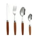 thumbnail image 2 of Juego de cuchillo y tenedor para carne de acero inoxidable con mango de clip con veta de madera | Juego de cubiertos de 4 piezas para comedor | Incluye cuchillo, tenedor, cuchara y palillos | Agarre, 2 of 6