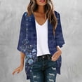 thumbnail image 2 of Cmfcve Chiffon Kimono Cardigans for Women Floral Print Puff Sleeve Blouses Flowy Loose Casual Cover Up Tops, 2 of 5