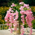 thumbnail image 5 of 24pcs Wisteria Hanging Flowers Artificial Pink Flower Garland for Wedding Decoration 3.7ft Floral Vine Silk Flower Flowers Wedding Arch Party Outdoor Home Chirtmas Decor, 5 of 13