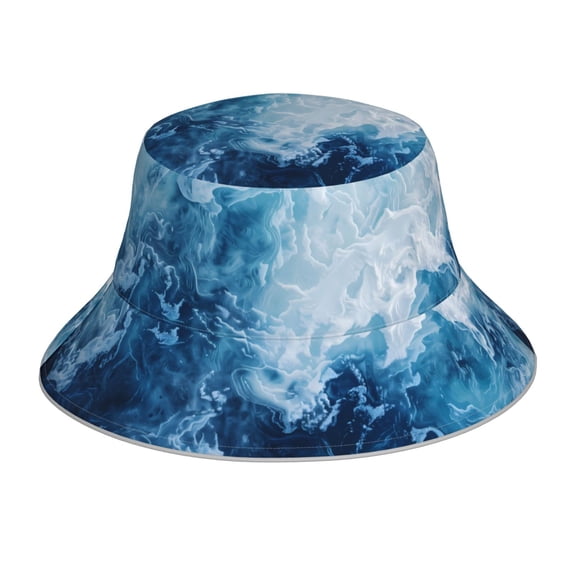 Rocae Abstract Ocean Waves for reflective Bucket Hat for Men Women Summer Beach Travel Summer Cap