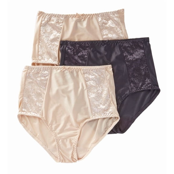 Women's Bali DFDBB3 Double Support Brief Panty - 3 Pack (black/soft taupe 6)
