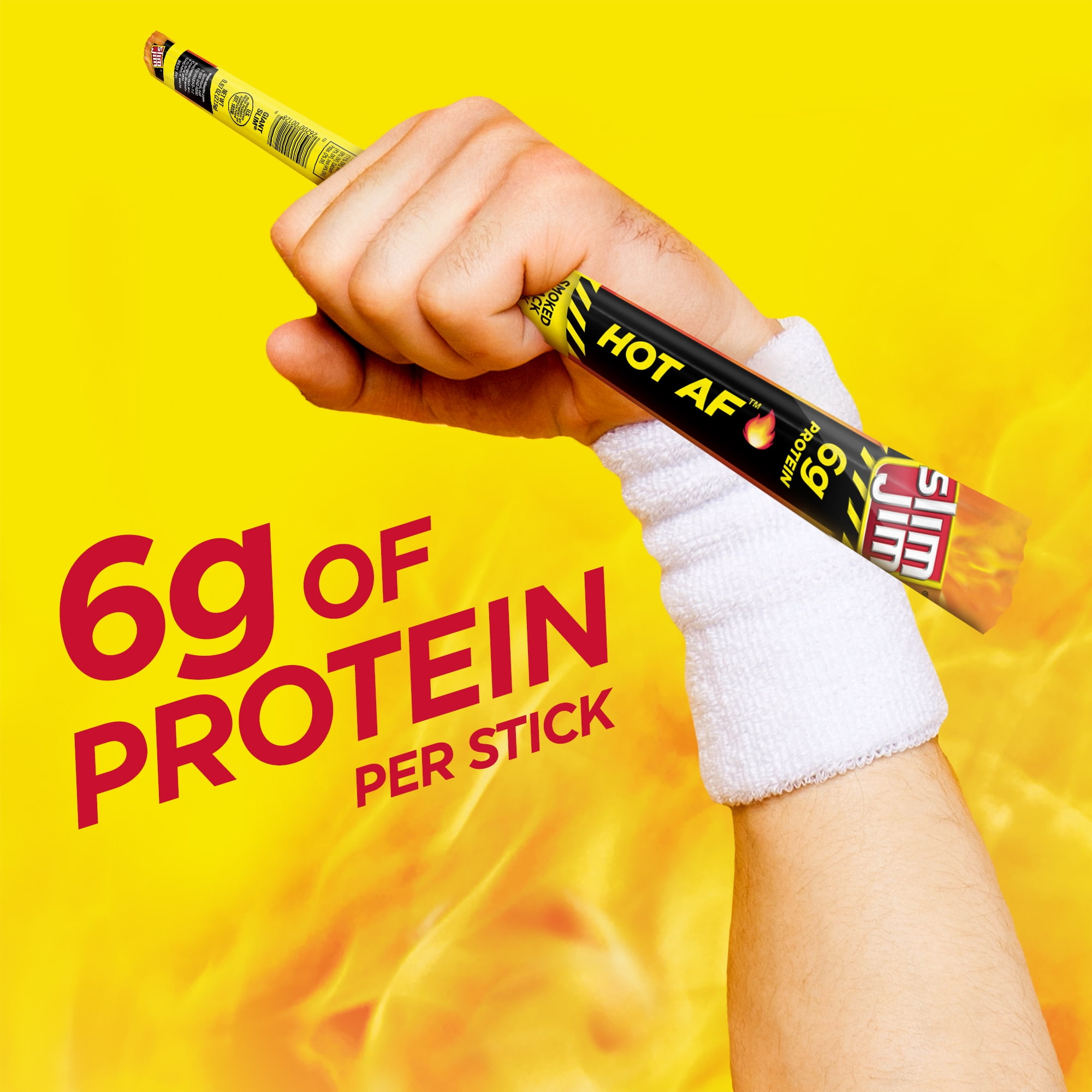 Slim Jim Giant Smoked Meat Sticks, Hot AF Flavor, 6g Protein Per Stick, 0.97 oz. (24-ct)