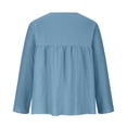 thumbnail image 5 of Moda mujer Casual manga larga cuello en V algodón lino sólido cordón suelta blusa Pompotops FGAJ13755, 5 of 5