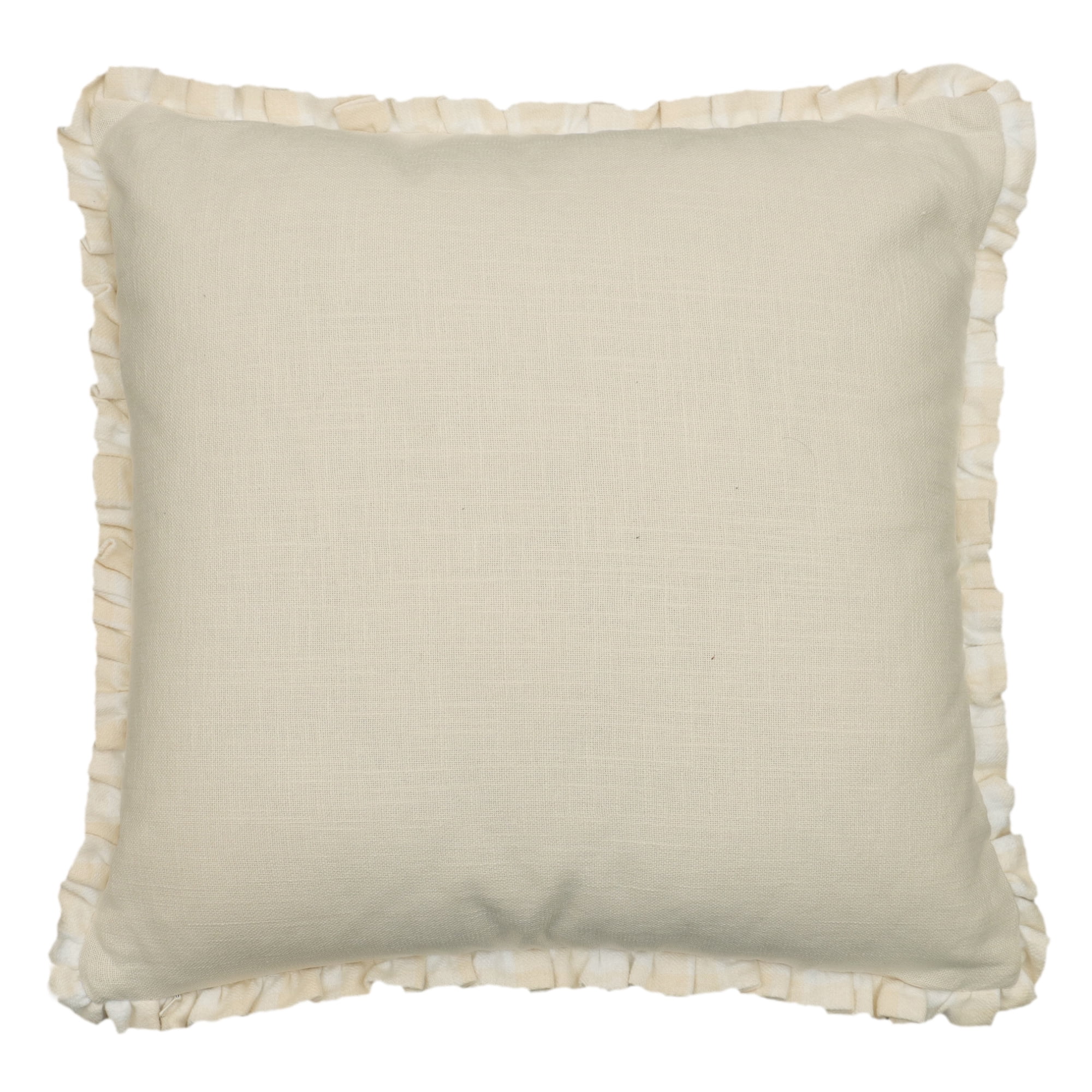 The Pioneer Woman Woven Gingham with Ruffle Pillow- Beige